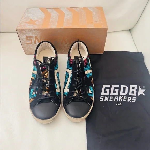 Golden goose GGDB super star full paillette black and blue glitters sneakers - Picture 3 of 14